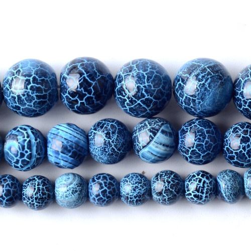 Perles Rondes En Pierre Agates, Bleu Naturel Craquelé, Pour La Fabrication De Bijoux, Bracelets Diy, 6/8/10mm