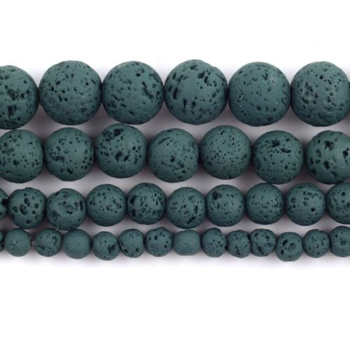 Pierre De Lave Volcanique Verte Foncée Naturelle, Perles Rondes D'espacement Pour La Fabrication De Bijoux, Bracelet Fait À La Main 4/6/8/10mm