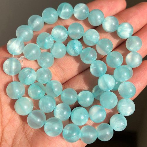 Pierres Naturelles De Jades, Calcédoine Rose Bleu, Rouleau De Perles D'espacement Amples Pour Bracelets, Bricolage, Fabrication De Bijoux En Vrac 15 ''4 6 8 10 12mm