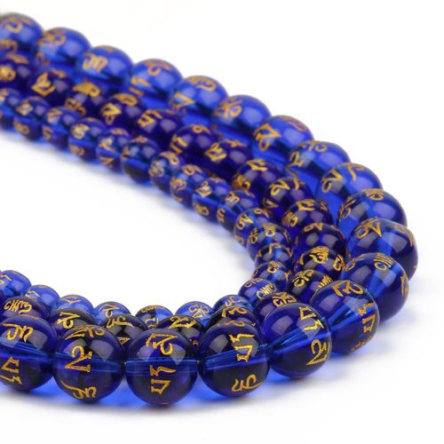 Perles De Prière Mantra Feng Shui En Cristal De Quartz Bleu, Perles Rondes De Bouddha Pour Bricolage, Bracelet, Fabrication De Bijoux, Accessoires 15