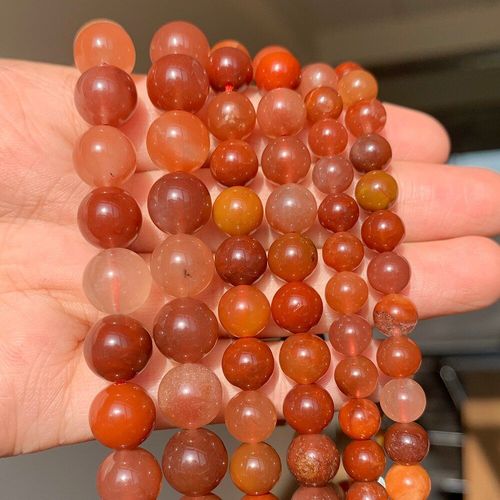 Perles Rondes En Pierre De Quartz Rutilé Rouge Naturel, Pour La Fabrication De Bijoux, Bracelets Faits À La Main, Cadeau De Noël, 15 Pouces