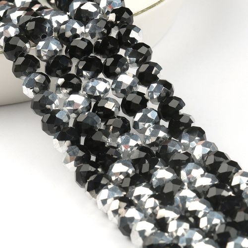 Perles En Cristal De Verre Plaqué Argent Noir À Facettes, Perles D'espacement Amples Pour La Fabrication De Bijoux, Collier 3 4 6 8mm