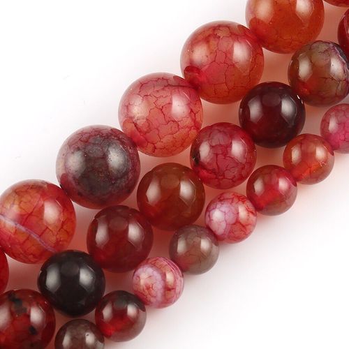 Perles Rondes En Pierre Naturelle Pour La Fabrication De Bijoux, 6/8/10mm, Agates, Dragon Rouge, Pour La Fabrication De Bracelets, Cadeau De Noël, Diy, 15
