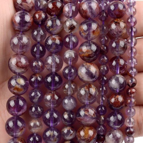 Pierre De Quartz En Cristal Fantôme Violet Naturel, Perle D'espacement Ample Pour La Fabrication De Bijoux 6/8/10/12mm, Bracelet Et Collier À Faire Soi Même