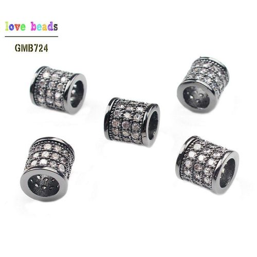 Perles D'espacement De Base En Zircon Pour Hommes, 8x8mm, Micro Pavé Colonne, Bricolage, Métal, Cuivre, Fabrication De Bracelets Perlés, 3 Pièces/Lot