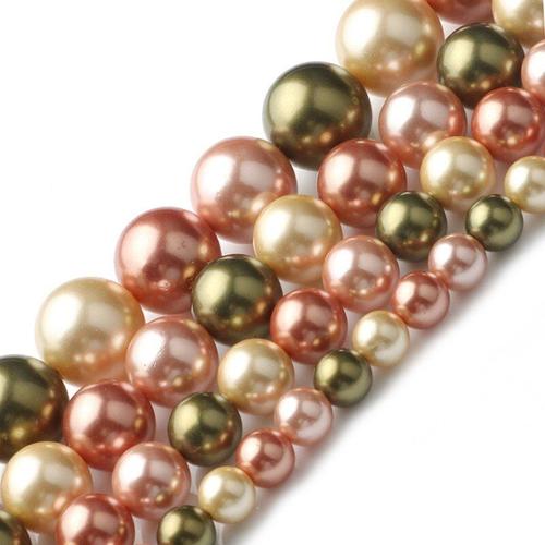 Perles De Coquillage Naturel 6 12mm, Rose, Vert, Jaune, Perles D'espacement Pour La Fabrication De Bijoux, Bracelet À Bricoler Soi Même, 15 Pouces, 15 Pouces