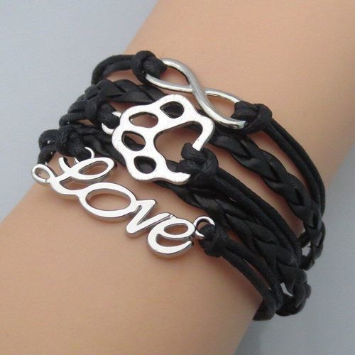 Patte De Chien Chien Race Bracelet Chiot Amant Bracelet Noir Chien Bracelet Amour Chien Bracelet