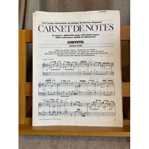 Carnet De Notes Pages Détachables Claviers Magazine Partition Piano 2000