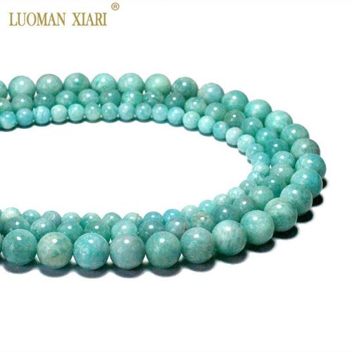 Perles Rondes En Pierre D'amazonite Bleue 100% Naturelle, Aaa +, Haute Qualité, Pour La Fabrication De Bijoux, Bracelet Et Collier, Diy, Fil De 6/8/10mm, 15.5 Pouces