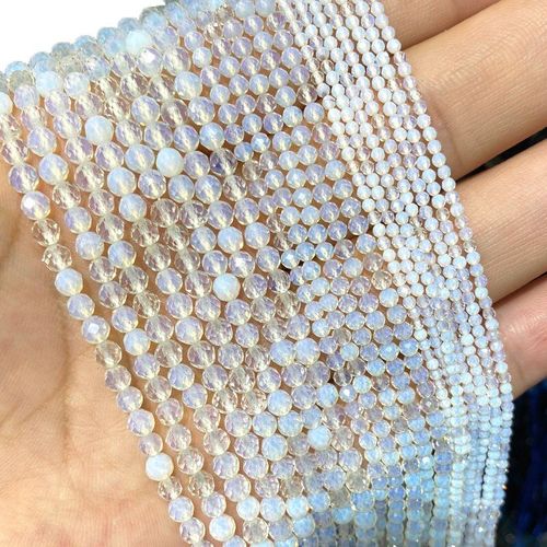 Pierres Précieuses 100% Naturelles, Opale, Perles Rondes À Facettes Pour La Fabrication De Bijoux, Bracelet Et Collier, 2mm 3mm 4mm, Vente En Gros