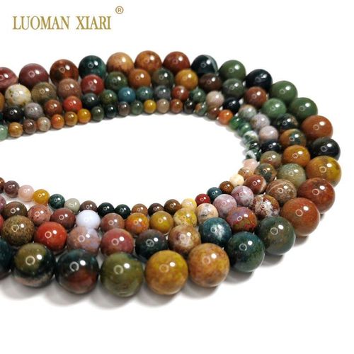 Perles Rondes De Jaspe D'océan 100% Naturel, Aaa, Pour La Fabrication De Bijoux, Collier 4/6/8/10/12 Mm, Vente En Gros