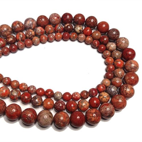Jaspe De Sédiments De Mer Rouge, Pierre Naturelle Orange, Perles Rondes D'espacement Pour La Fabrication De Bijoux, Accessoires Bracelet À Bricoler Soi Même 6 8 10mm 15