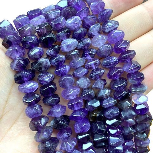 Collier Améthystes 100% Naturels À Facettes, Perles En Pierre Violette Irrégulière Pour La Fabrication De Bijoux, Diy, 8 11mm, Vente En Gros, Aaa