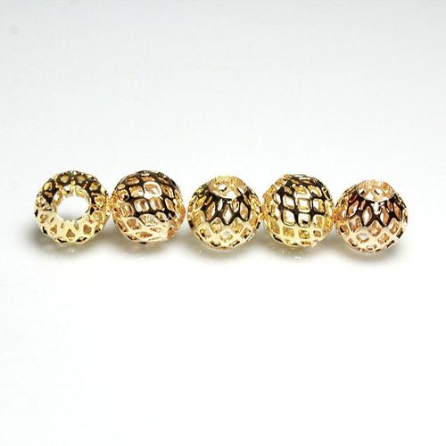 Perles En Métal Pour La Fabrication De Bijoux, Vente En Gros, Grands Trous, Maille, Or, Argent, Noir, Cuivre, Perles D'espacement Pour La Fabrication De Bijoux, Accessoires De Collier À Faire Soi Même, 9mm