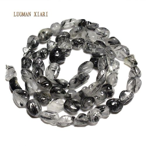 Perles En Pierre De Quartz Rutilé Noir Naturel, Irrégulier, Pour La Fabrication De Bijoux, Collier, Bricolage, 5 7mm, 15 '', Vente En Gros