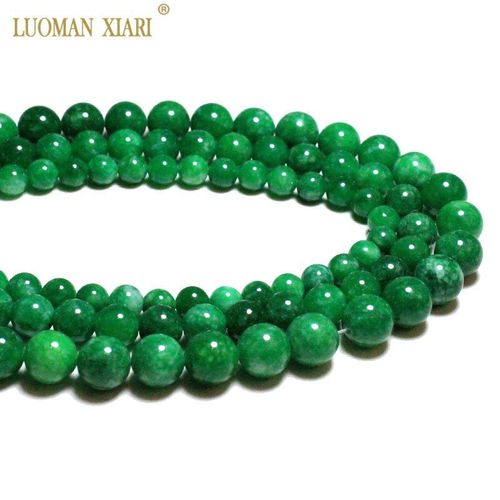 Perles Rondes En Pierre Naturelle Pour La Fabrication De Bijoux, Perles En Jades Vertes, Pour La Fabrication De Colliers, 6/8/10/12mm, 15 '', Vente En Gros