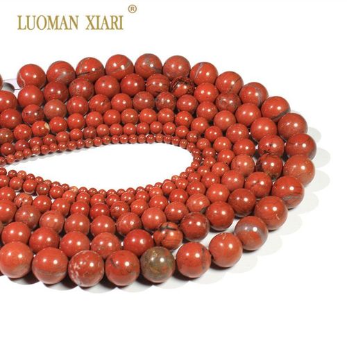 Perles De Jaspe Rouge Rondes Naturelles Pour La Fabrication De Bijoux, Matériel Pour Collier Bracelet À Bricoler Soi Même, Brin De 4/ 6/8/10 /12mm, 15 Pouces, Vente En Gros