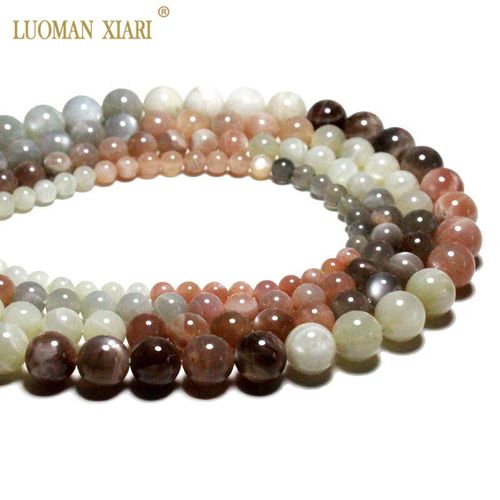 Pierre De Lune Naturelle Blanche Et Grise, Fabrication De Bijoux Pour Filles, Perles Rondes, Gemme, Bracelet Et Collier, Prix De Gros