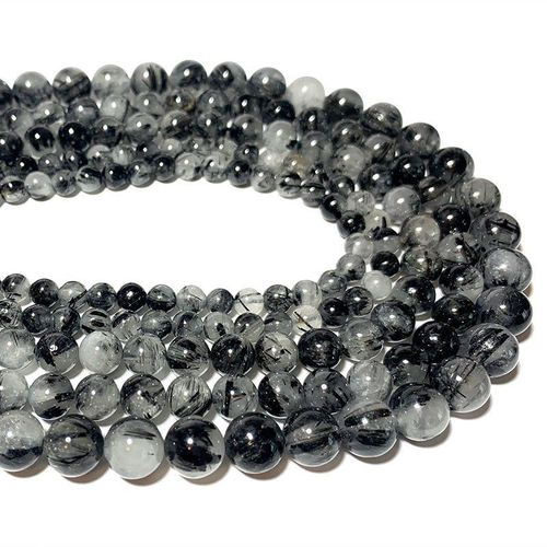 Perles Rondes En Pierre De Quartz Rutilé Noire, 100% Naturelle, Pour La Fabrication De Bijoux, Bracelets Et Colliers, Breloques, 6/8/10mm, Vente En Gros