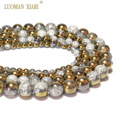 Perles En Cristal Craquelé Plaqué Or Blanc Sur Un Côté, Pour La Fabrication De Bijoux, Collier De 6 À 12mm, Vente En Gros