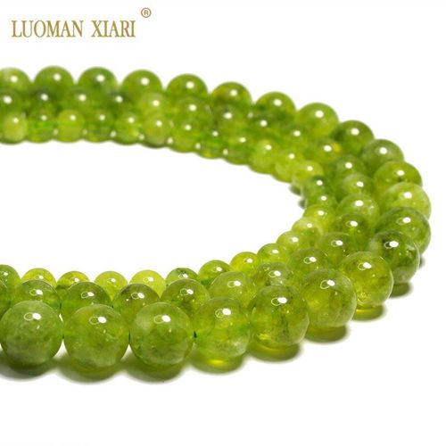 Olivine Verte Perles Rondes En Pierre Naturelle, Pour La Fabrication De Bijoux, Matériel De Collier, 6/8/10mm, Vente En Gros
