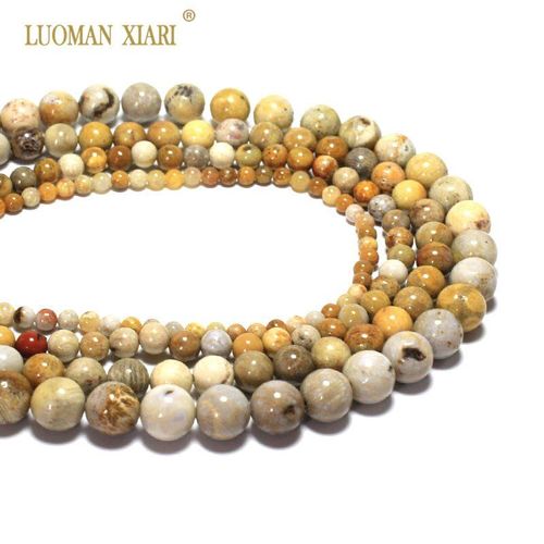 Pierres De Chrysanthème Naturelles, Pierres De Corail, Fossiles, Pour La Fabrication De Bijoux, Collier, 4/6/8/10mm, Brin 15 '', Vente En Gros