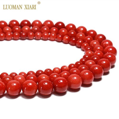 Perles Rondes En Pierre Naturelle, Couleur Corail Rouge Aaa, Pour La Fabrication De Bijoux, Collier 6/8/10/12mm, Vente En Gros