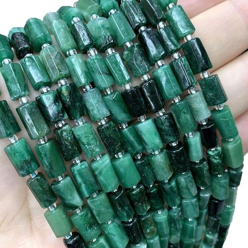Perles En Pierre 100% Naturelle Émeraude Chrysoprase, Cylindre À Facettes, Pour La Fabrication De Bijoux, Breloques De Collier, Diy, Vente En Gros