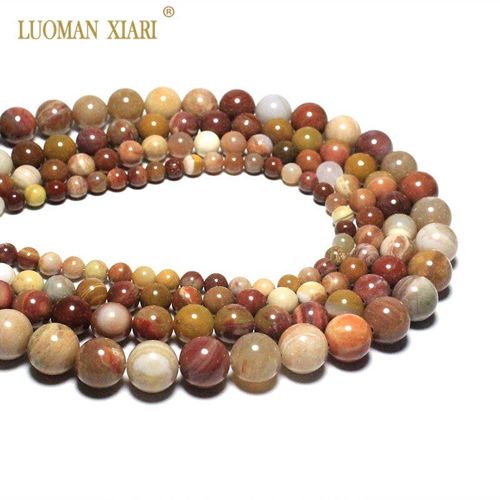 Perles Rondes En Bois Pétrifié Rose Naturel, Aaa +, Pour La Fabrication De Bijoux, Collier 6/8/10/12mm, Brin 15 '', Vente En Gros