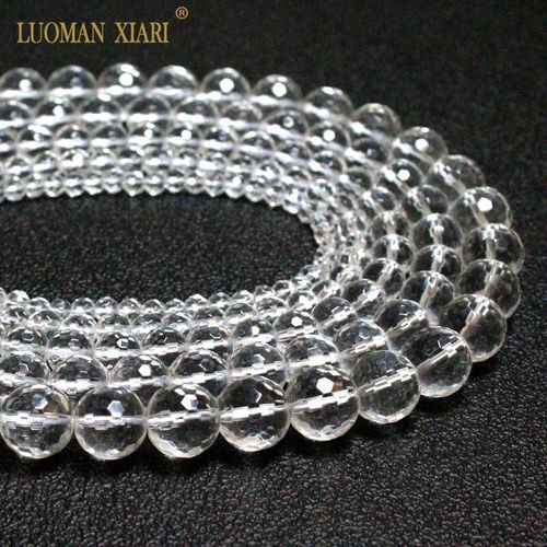 Perles Rondes En Cristal Blanc Clair À Facettes Naturelles, Pour La Fabrication De Bijoux, Collier 4/6/8/10/12mm, Vente En Gros