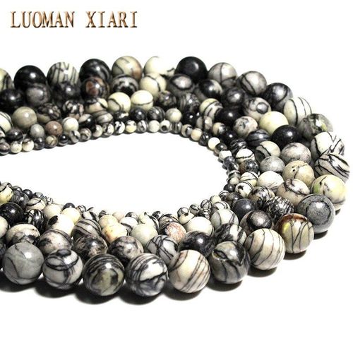 Perles De Pierre Naturelle À Rayures Zébrées Réseau Aaa + Noir Pour La Fabrication De Bijoux, Bricolage Bracelet Collier 4mm 6mm 8mm 10mm 12mm Brin 16