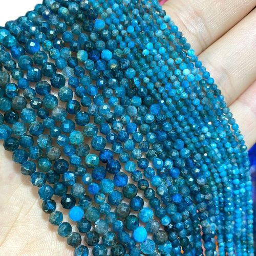 Pierres Précieuses 100% Naturelles En Apatite, Perles Rondes À Facettes Pour La Fabrication De Bijoux, Bracelets Et Colliers, 2mm 3mm 4mm, Vente En Gros