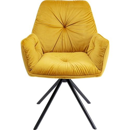 Chaise Avec Accoudoirs Mila Velours Jaune Kare Design