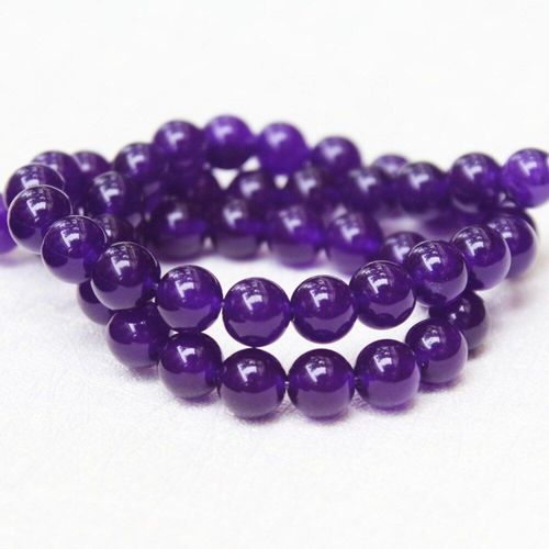 Perles De Pierre Blanche Naturelle Pour La Fabrication De Bijoux, Couleur A + Colorant Violet Foncé, Pour La Fabrication De Bijoux, Bricolage, Bracelet, Collier, 4 /6 /8 / 10 /12mm, 15 '', Vente En Gros