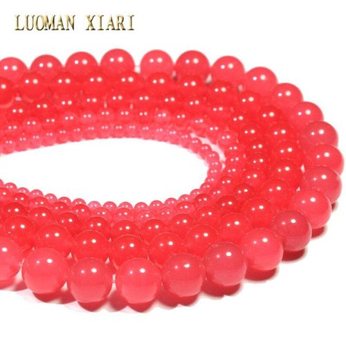 Perles Rondes En Pierre Rouge Et Blanche Teinte, Pour La Fabrication De Bijoux, Collier, 4/6/8/10/12mm, Brin 15 '', Vente En Gros