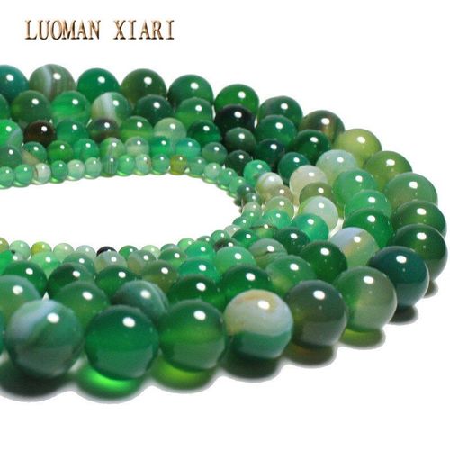 Perles En Pierre Naturelle D'agat Onyx À Rayures Vertes, Pour La Fabrication De Bijoux, Collier De 4mm 6mm 8mm 10mm 12mm, Vente En Gros, Bracelet À Bricoler Soi Même