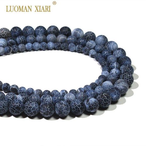 Perles Rondes En Pierre D'agate Bleue Naturelle, Pour La Fabrication De Bijoux, Collier, Fil De 6/8/10mm, 15 Pouces, Vente En Gros