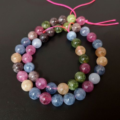 Jades Pierre Naturelle Verte Rouge Jaune Calcédoine, Perles Rondes Pour La Fabrication De Bijoux, Accessoires De Bracelet Faits À La Main, 6 8 10mm