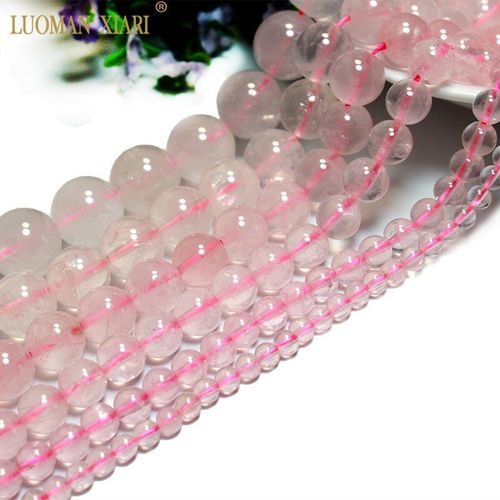 Quartz Rose De Madagascar 100% Naturel, Pierres Rondes En Cristal Clair, Pour La Fabrication De Bijoux, Collier Bracelet À Bricoler Soi Même, 4 À 12mm