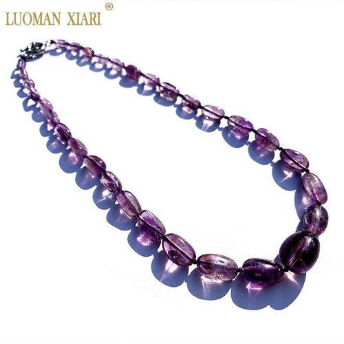 Collier Améthyste 100% Naturel Fait À La Main, Original, Design De Tour, Cristal Violet, Cadeau Pour Femmes Et Filles, Longueur 50cm