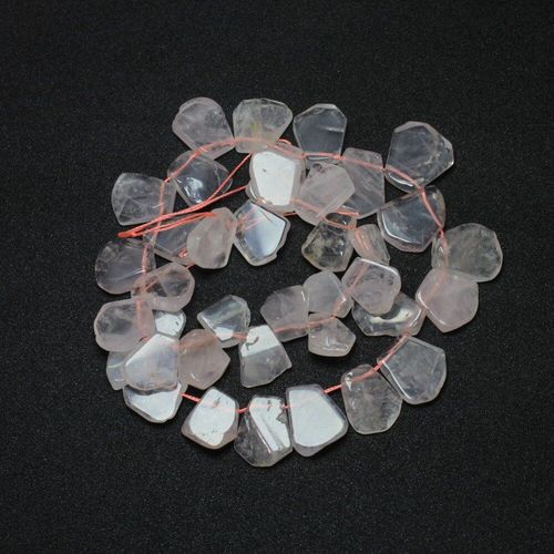 Perles De Quartz En Pierre De Rose Naturelle De Pentagone Irrégulière De 18 20mm Pour La Fabrication De Bijoux, Trou Latéral Bricolage Collier Bracelet 15 '', Vente En Gros