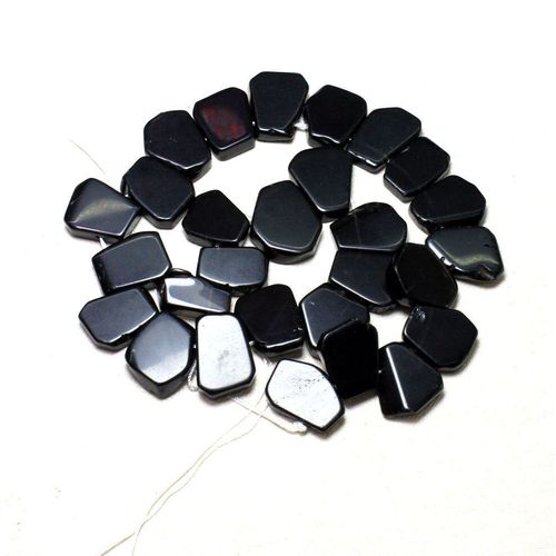Perles De Pierre D'agate Noire Naturelle De Pentagone Irrégulière De 18 20mm Pour La Fabrication De Bijoux, Trou Latéral Bricolage Collier Bracelet 15 '', Vente En Gros