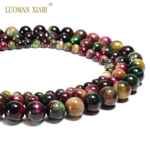 Perles Rondes En Pierre Naturelle, ¿Il De Tigre Coloré, Rose, Pour La Fabrication De Bijoux, Collier, Bricolage, Matériel Fait À La Main, 6/8/10mm, Vente En Gros