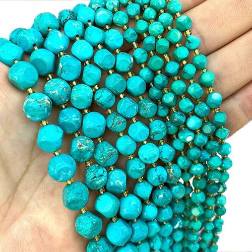 Pierre Naturelle Turquoise Verte, Perles D'espacement En Forme De Dés Carrés Spéciaux Pour La Fabrication De Bijoux, Collier De 6/8/10mm 15