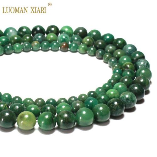 Perles En Pierre De Jaspe D'afrique Du Sud, Rondes Vertes 100% Naturelles, Pour La Fabrication De Bijoux, Bracelets Et Colliers, Breloques, 6/8/10mm, Vente En Gros