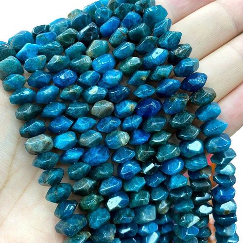 Perles En Apatite Bleue Naturelle 100%, Pour La Fabrication De Bijoux, Collier, À Facettes, 8 11mm, Vente En Gros, Aaa