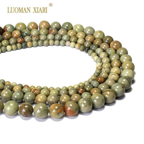 Perles En Pierre Naturelle De Jaspe, Feuille Argentée, Pour La Fabrication De Bijoux, Matériel De Collier, 4/6/8/10mm, Vente En Gros