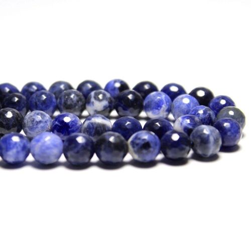 Perles De Sodalite À Facettes En Pierre De Veines Bleues, Pour La Fabrication De Bijoux, Bracelet À Faire Soi Même, Brin De 4/ 6/8/10/12mm, 15.5 Pouces, Vente En Gros