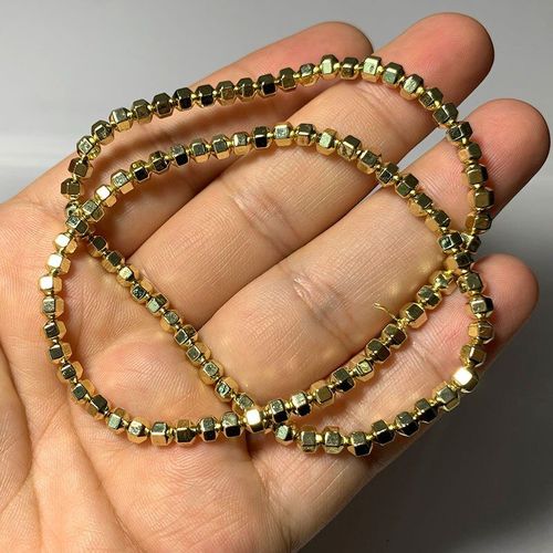 Perles Prismatique En Pierre Naturelle, Plaqué Hématite, Rose Argenté Doré, Mat Et Lisse, Pour La Fabrication De Bijoux, Bracelet Et Collier, Bricolage, 4mm