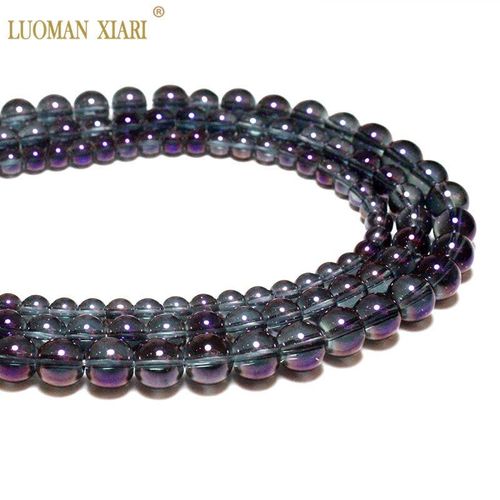 Perles Rondes En Verre Plaqué Cristal Violet, Pour La Fabrication De Bijoux, Collier 6/8/10/12mm, Brin 15 '', Vente En Gros, Bracelet À Bricoler Soi Même